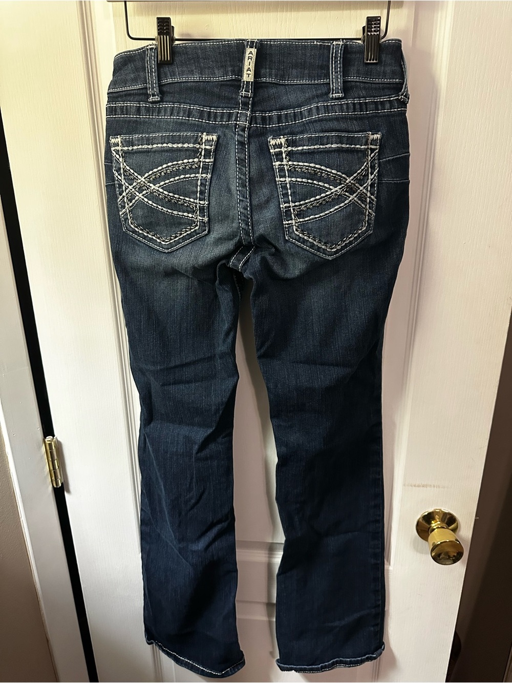 Ariat Dark Blue Bootcut Jeans with White Contrast Stitching